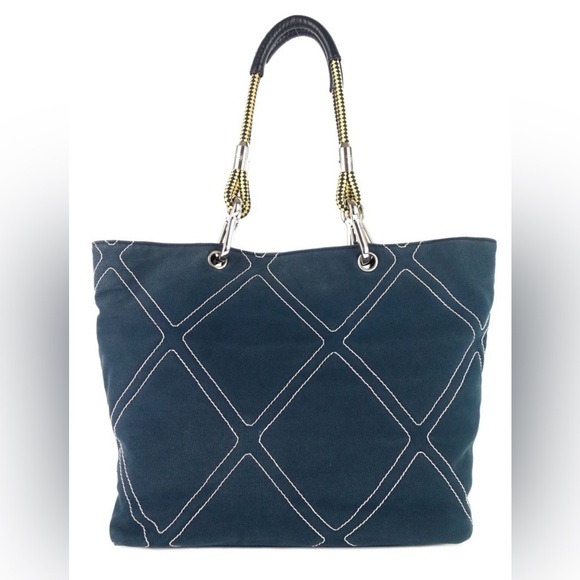 CHANEL Cruise Line No. 5 Medium Quilted Canvas Shopping Tote Bag Authentic EUC - Picture 3 of 10